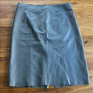Worth Gray Leather Pencil Skirt